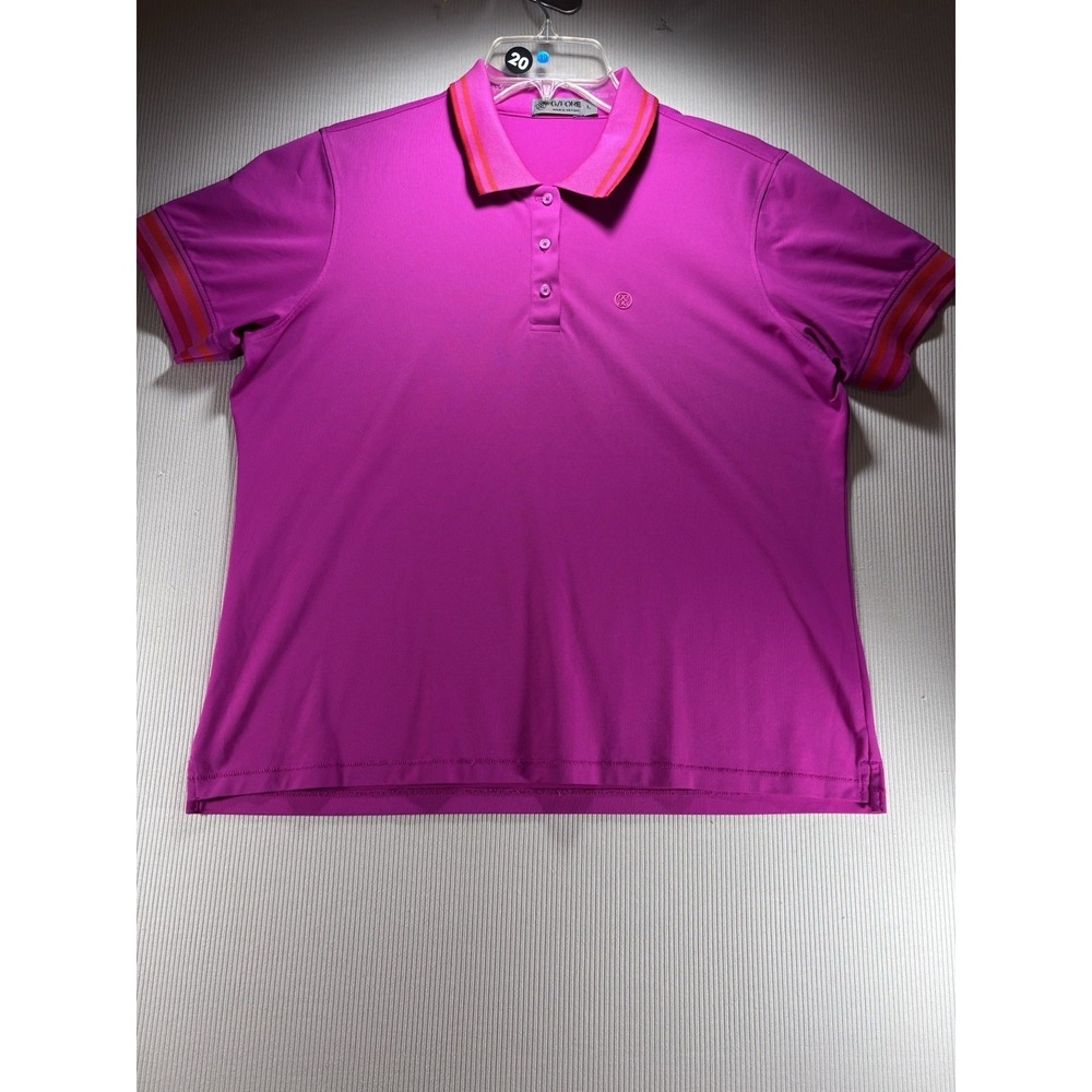 G/Fore Polo Shirt Womens Large Pink Button Golf‎ Performance Short Sleeve EUC